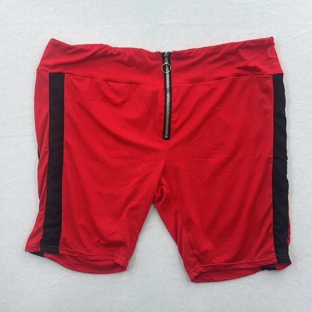 3For$20 Rogue Collection 2Pc Short Set Zipper Front Red and Blue  Size 4X
